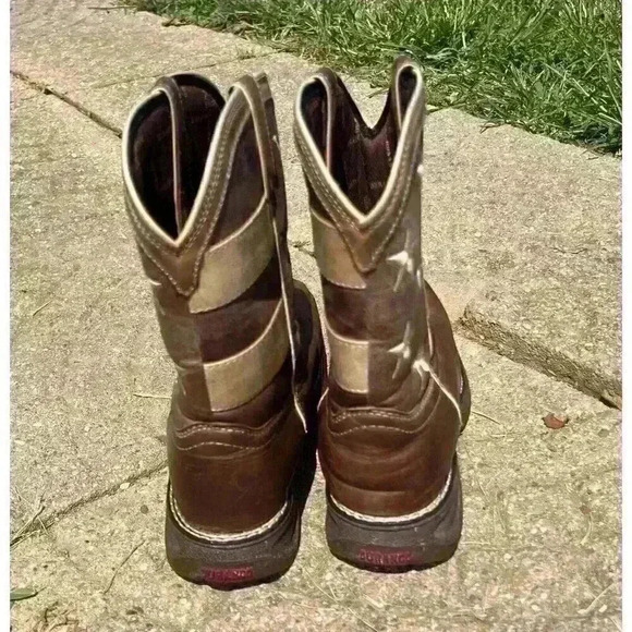 Durango Brown Union Flag Patriotic Western Boots Kids 8” Size US 6M - Picture 6 of 14